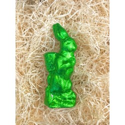 "Stehender Osterhase mit Korb" 18cm groß, Zartbitter, Moosgrün"